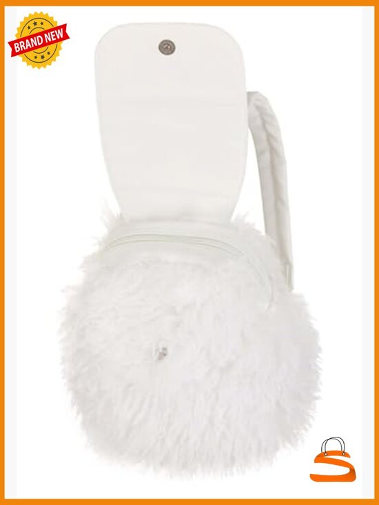 Faux Fur Fuzzy Backpack Handbag with Embroidered Logo